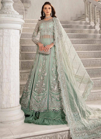 Exquisite Embroidered Organza Ensemble with Digital Printed Skirt and Luxurious Dupatta