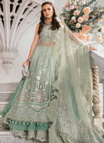 Exquisite Embroidered Organza Ensemble with Digital Printed Skirt and Luxurious Dupatta