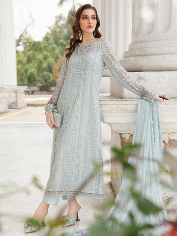 Chiffon 3 Piece Unstitched Aqua MPC-24-103