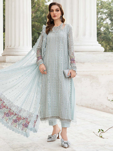 Chiffon 3 Piece Unstitched Aqua MPC-24-103