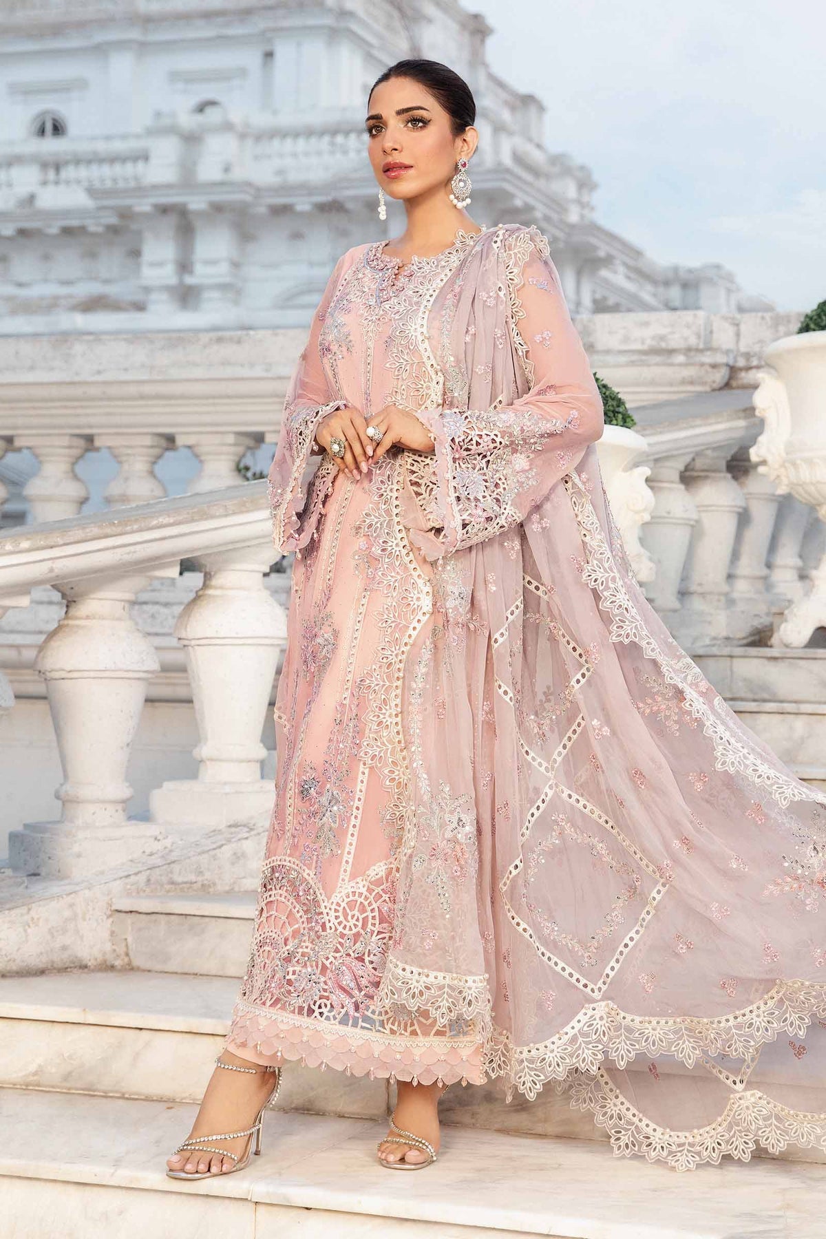 Unstitched Embroidered Chiffon Suit | MPC-24-106-Baby Pink