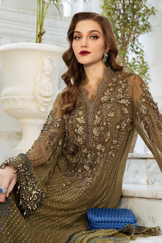 Unstitched Embroidered    Olive Green CHIFFON COLLECTION