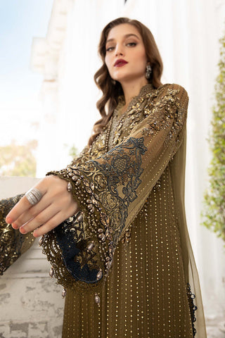 Unstitched Embroidered    Olive Green CHIFFON COLLECTION