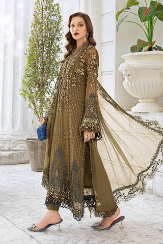 Unstitched Embroidered    Olive Green CHIFFON COLLECTION