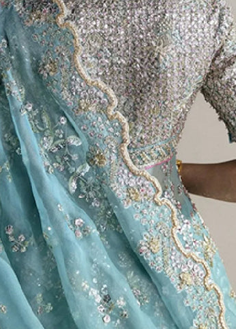 Suffuse Sky Wedding Edition – Chiffon Bridal Lehenga with Embellished Choli & Dupatta