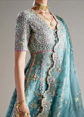 Suffuse Sky Wedding Edition – Chiffon Bridal Lehenga with Embellished Choli & Dupatta