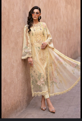 3 Piece Unstitched Embroidered Organza Suit | D-2509-A