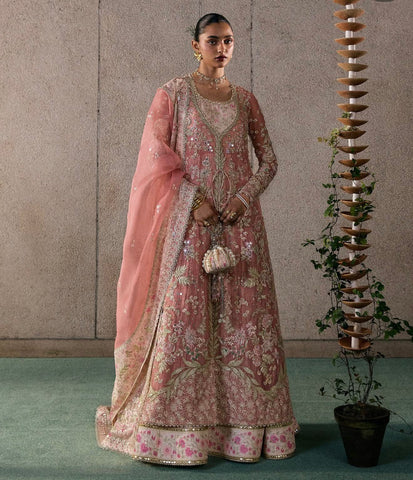 Suffuse by Sana Yasir Rose Coral Hand-Embroidered Pishwas Set