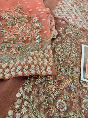Suffuse by Sana Yasir Rose Coral Hand-Embroidered Pishwas Set