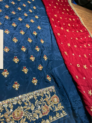 Rangrasya Mahnaz | Swarovski Embellished Korean Raw Silk & Organza Dupatta